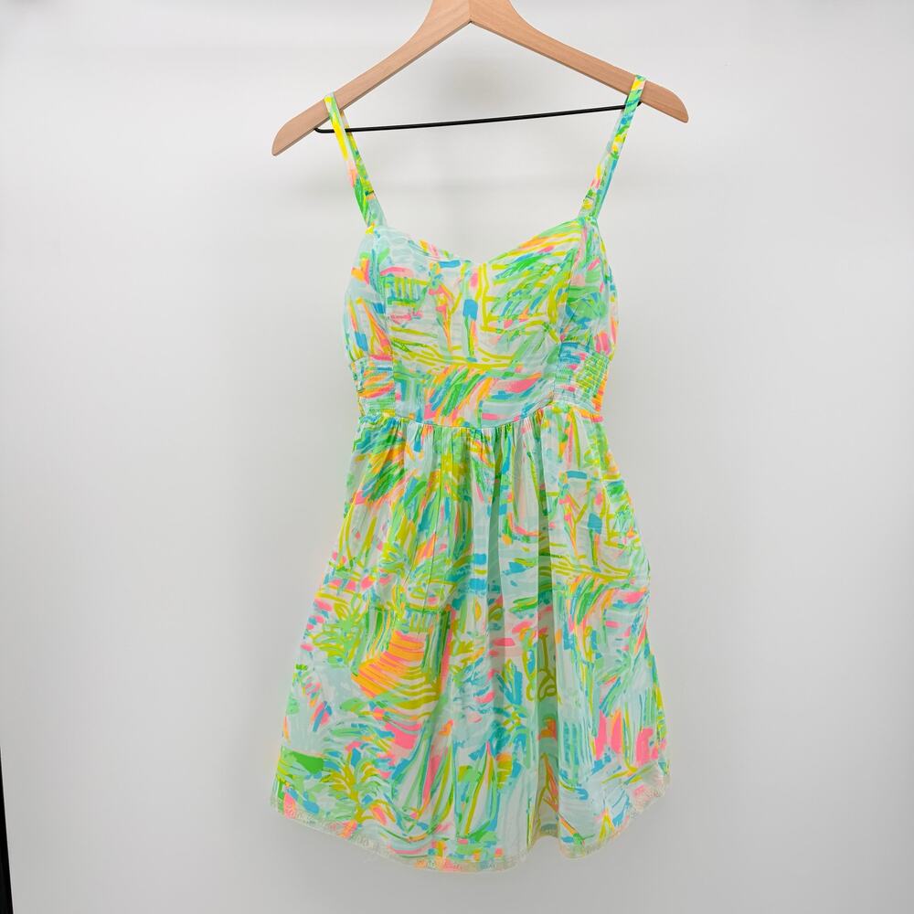 Lilly Pulitzer Christine Sundress “Sea Salt and Sun" Sz 0 Resortwear Dopamine